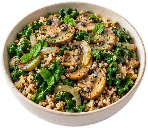 Millet Mushroom Kale Bowl with its ingredients