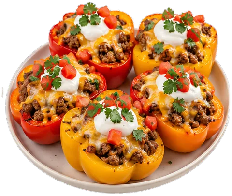 Mini Taco Stuffed Peppers with its ingredients