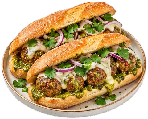 Mole Verde Meatball Sandwiches with its ingredients