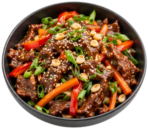 Mongolian Beef with its ingredients