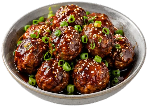 Mongolian Glazed Meatballs with its ingredients