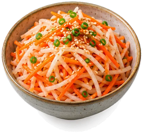 Musaengchae Radish Salad with its ingredients