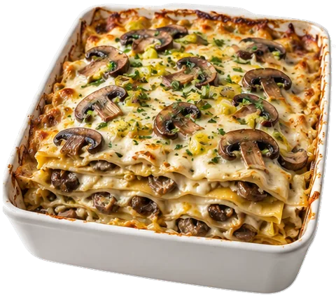 Mushroom Lasagna with its ingredients