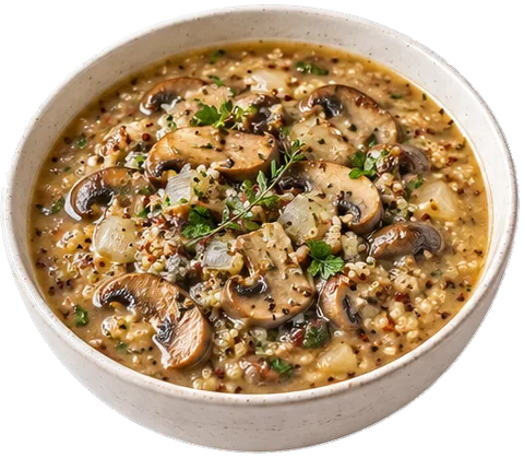Mushroom Millet Soup with its ingredients