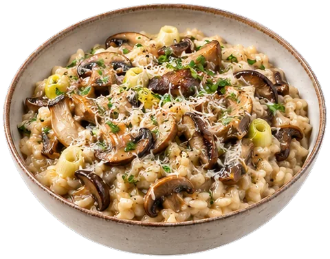 Mushroom Risotto with its ingredients