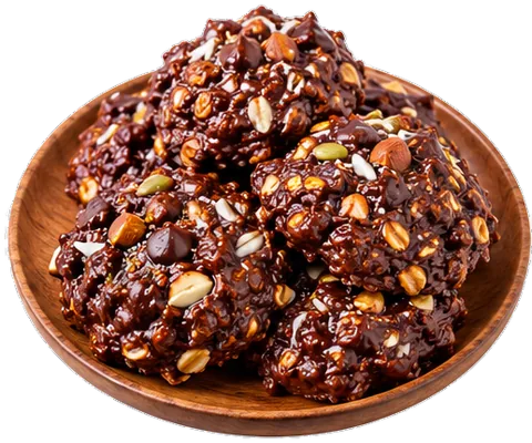 No-Bake Chocolate Fudge Cookies with its ingredients