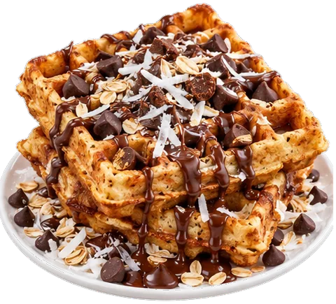 Oatmeal Chocolate Chip Waffles with its ingredients