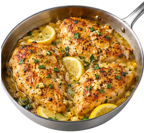 One-Pan Garlic Butter Chicken with its ingredients