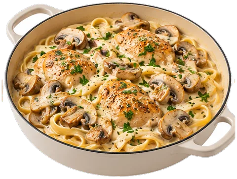 One-Pot Chicken Alfredo with its ingredients