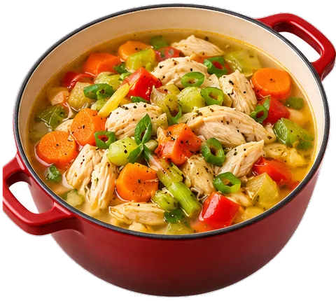 One-Pot Chicken Vegetable Soup with its ingredients