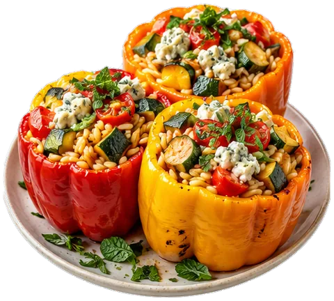 Orzo Stuffed Peppers with its ingredients