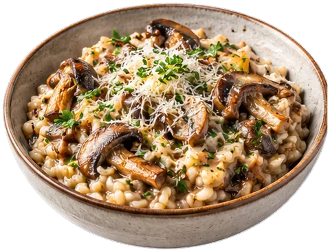 Oven Mushroom Risotto with its ingredients