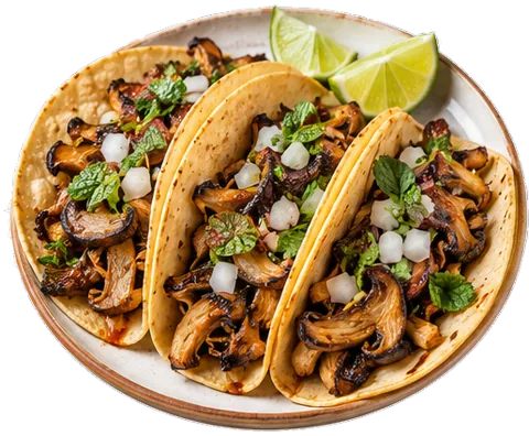 Oyster Mushroom Carnitas Tacos with its ingredients
