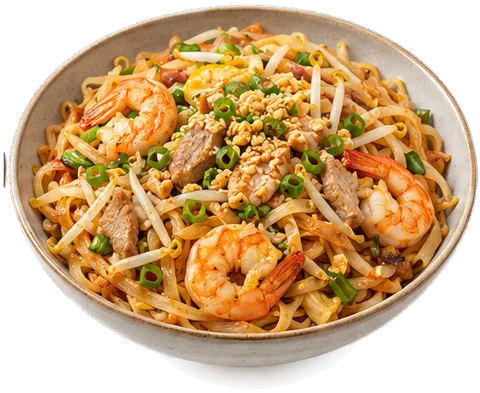 Pad Thai with its ingredients