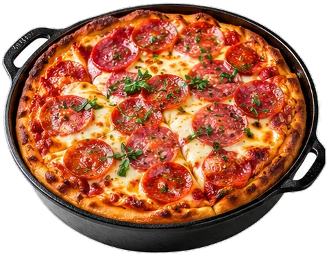 Pan Pizza with its ingredients