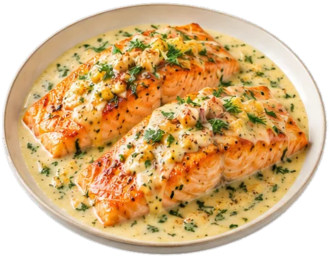 Pan-Seared Salmon with Dijon Sauce with its ingredients