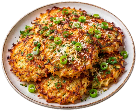 Parmesan Herb Potato Pancakes with its ingredients