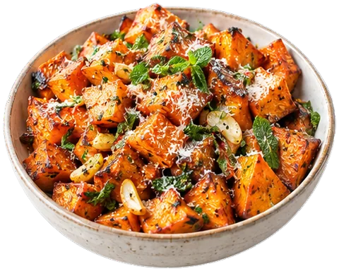 Parmesan Roasted Sweet Potatoes with its ingredients