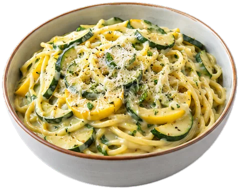 Pasta with Creamy Zucchini Sauce with its ingredients
