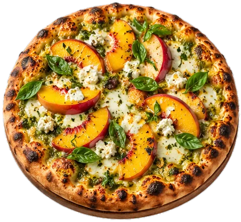 Peach Pesto Pizza with its ingredients