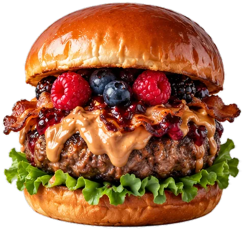 Peanut Butter Jam Burgers with its ingredients