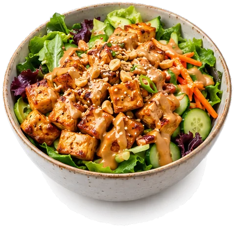 Peanut Butter Tofu Bowl with its ingredients