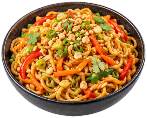 Peanut Lime Vegetable Noodles with its ingredients