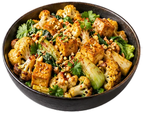 Peanut Tofu Cauliflower Stir-Fry with its ingredients