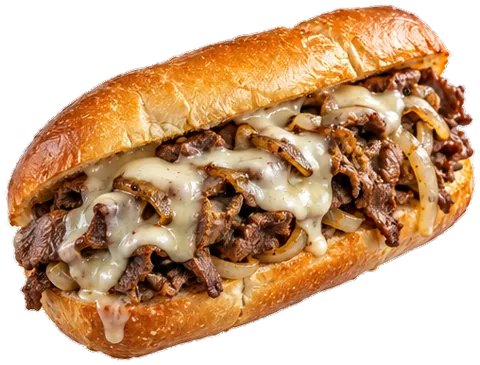 Philly Cheesesteak with its ingredients