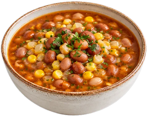 Pinto Bean Soup with canned beans with its ingredients