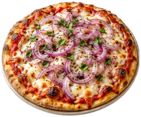 Pita Pizza With Onions with its ingredients