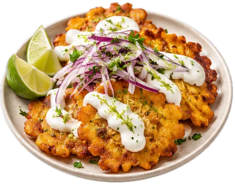 Plantain Latkes Lime Crema with its ingredients