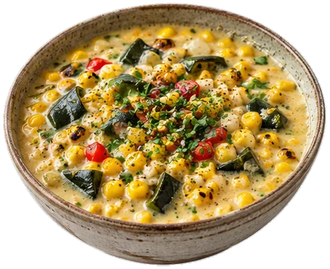 Poblano Corn Chowder with its ingredients