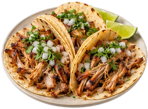Pork Carnitas Tacos with its ingredients