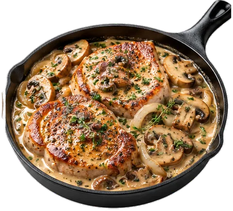 Pork Chops Mushroom Sauce with its ingredients