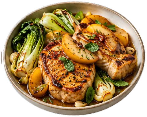 Pork Chops with Pears with its ingredients