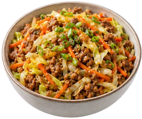 Pork Egg Roll Bowl with its ingredients