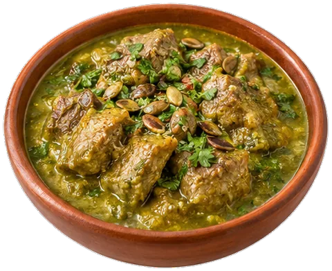 Pork in Green Pipian Sauce with its ingredients