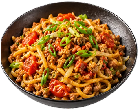 Pork Noodle Stir-Fry with its ingredients
