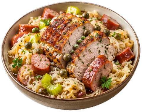 Pork Roast and Sauerkraut with its ingredients