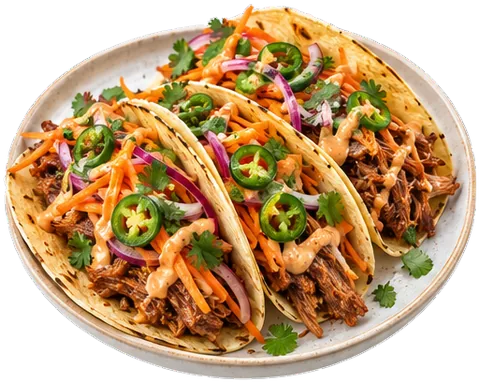 Pork Tacos with Carrot Crema with its ingredients