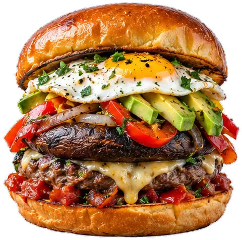 Portobello Mushroom Burgers with its ingredients