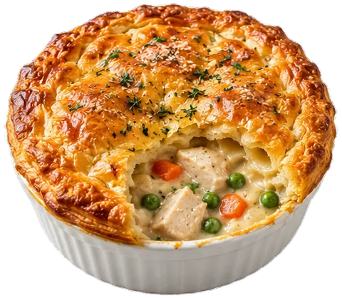 Puff Pastry Chicken Potpie with its ingredients