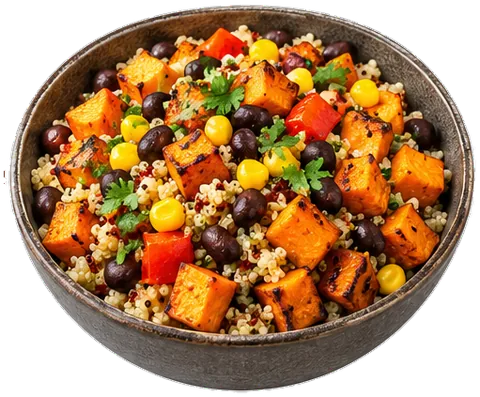 Quinoa Black Bean Bowls with its ingredients