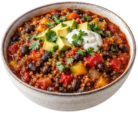 Quinoa Black Bean Chili with its ingredients