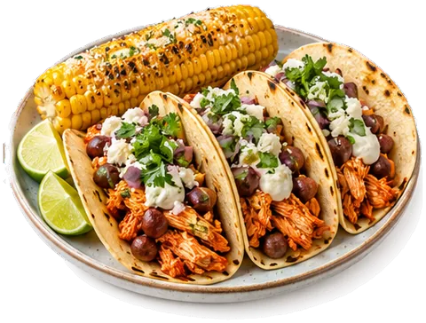 Red Chile Chicken Tacos with its ingredients