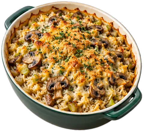 Rice Mushroom Casserole with its ingredients