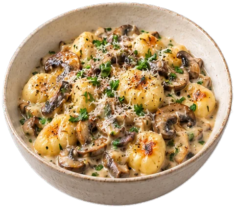 Ricotta Gnocchi Mushroom Sauce with its ingredients