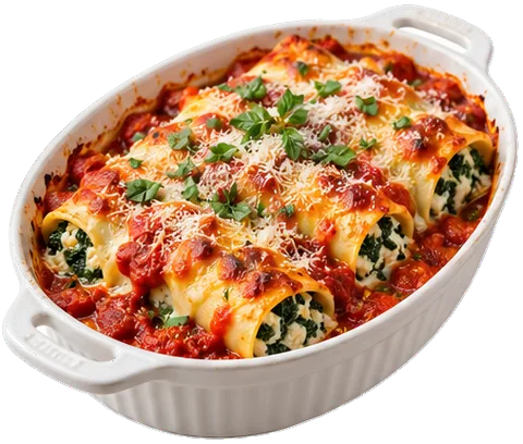 Ricotta Spinach Cannelloni with its ingredients