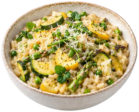 Risotto Primavera with its ingredients